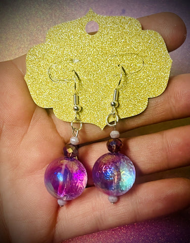 Purple full moon earrings