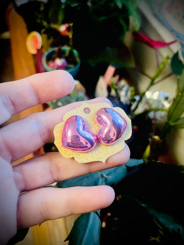 Pale pink heart stud earrings