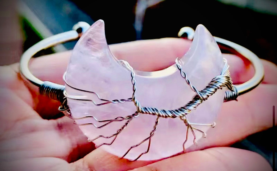 Rose quartz moon bracelet