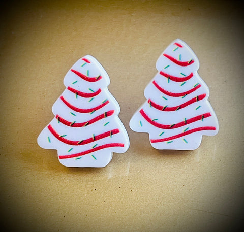Little debbie Christmas tree stud earrings