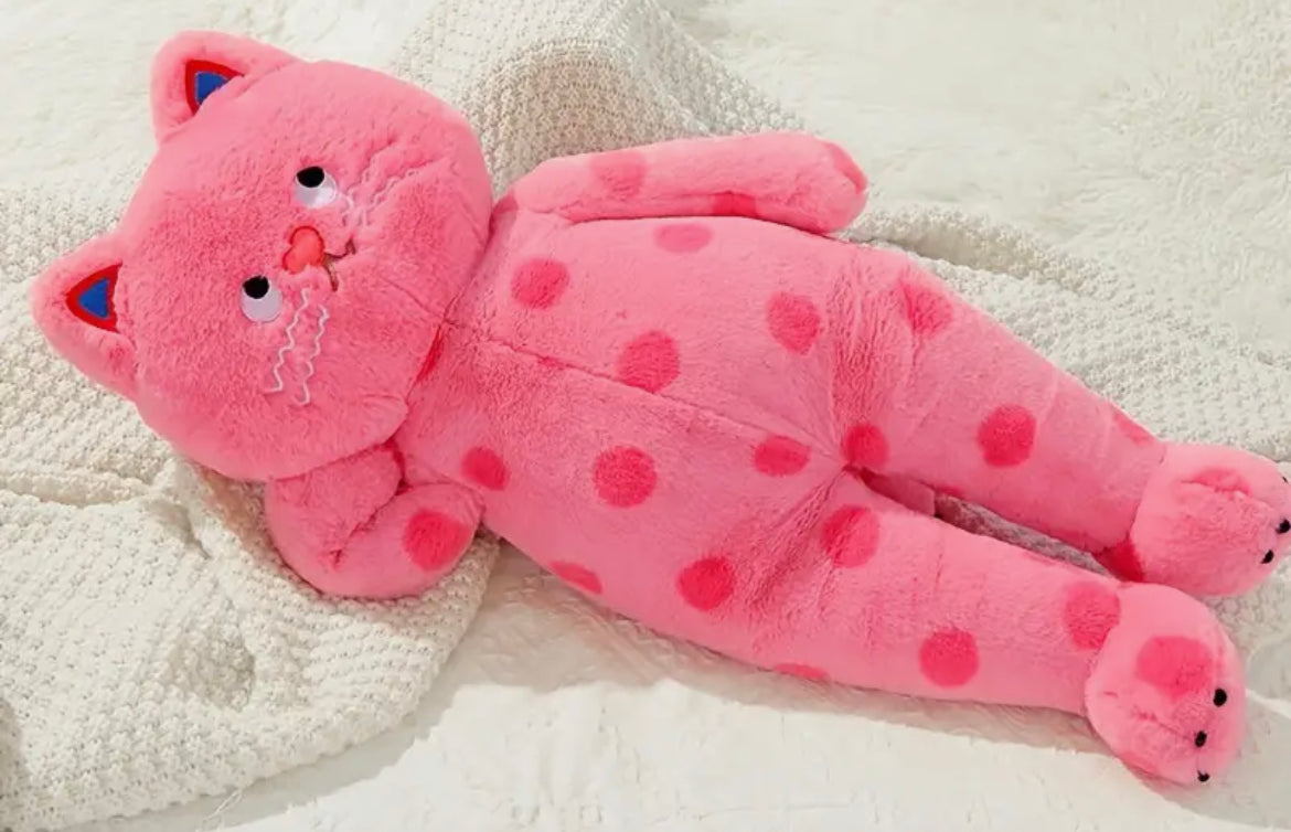 Jumbo 24 inch personalized polka dot cat plushie