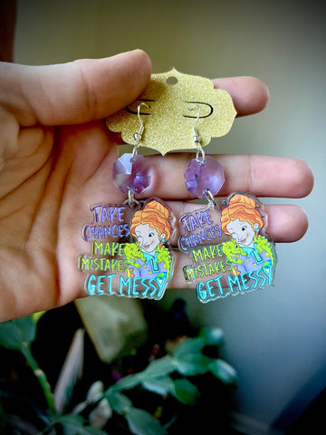 Ms. Frizzle magic school bus earrings