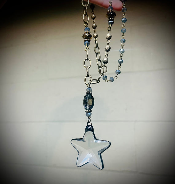 Antique glass star necklace