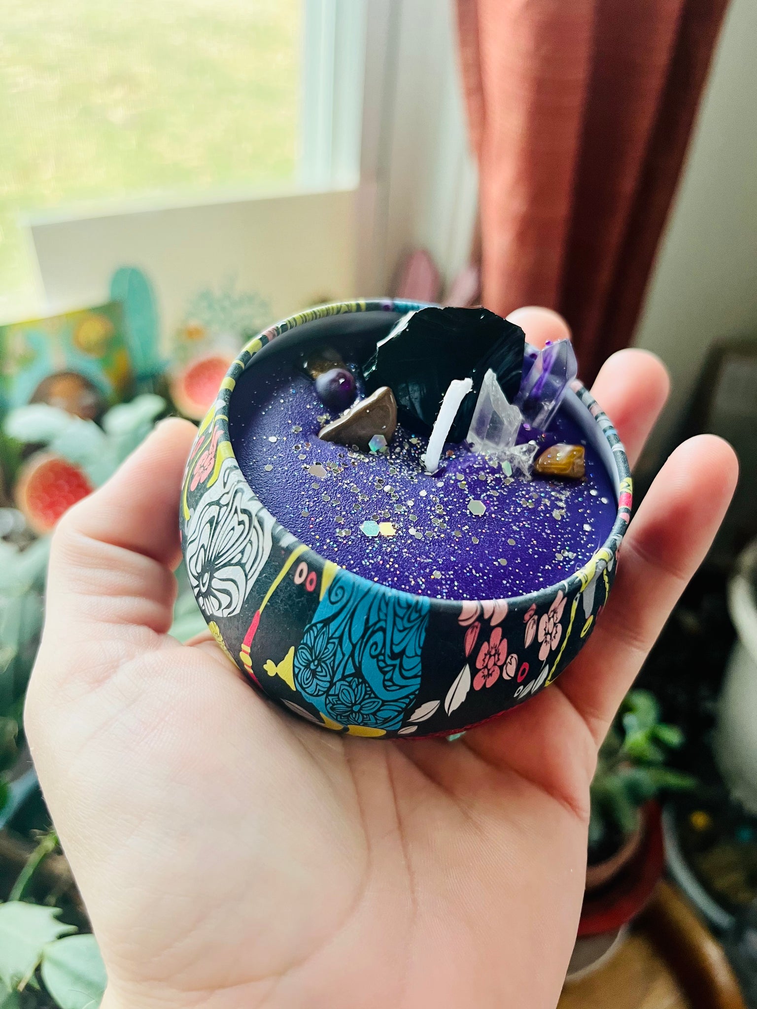 Blueberry scented crystal candle