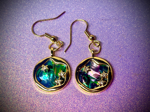 24k gold plated abalone shell earrings