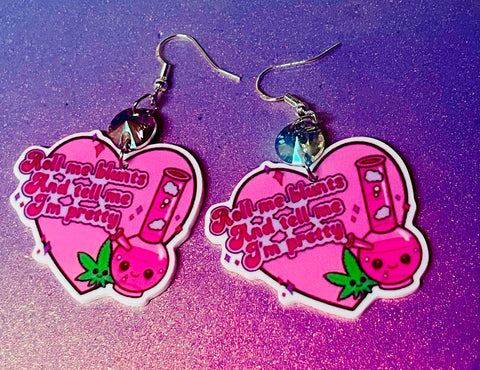 Stoner girl heart earrings