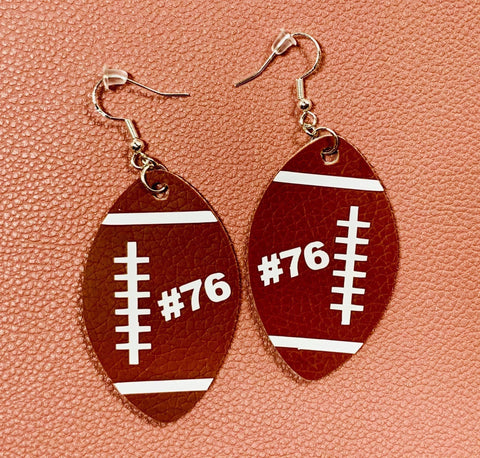 Custom faux leather Football earrings