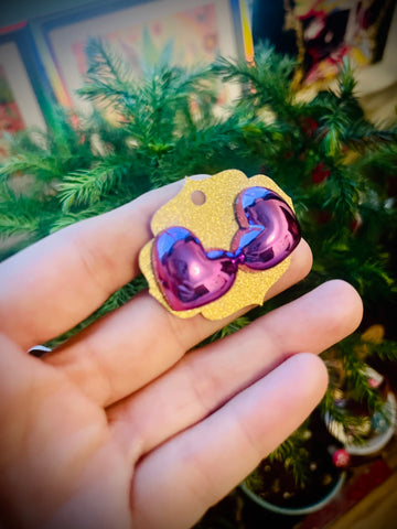 Metallic purple heart stud earrings