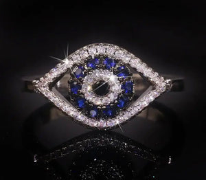 14k gold plated evil eye ring