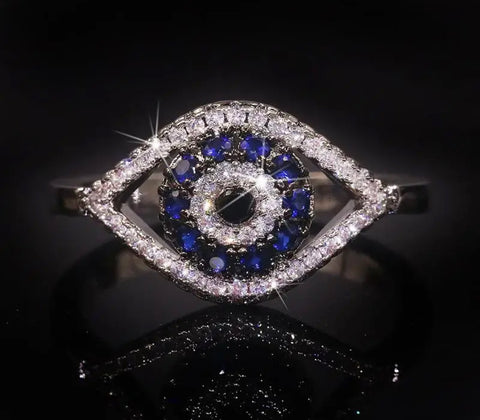 14k gold plated evil eye ring