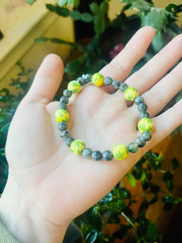 Labradorite crystal weed themed bracelet