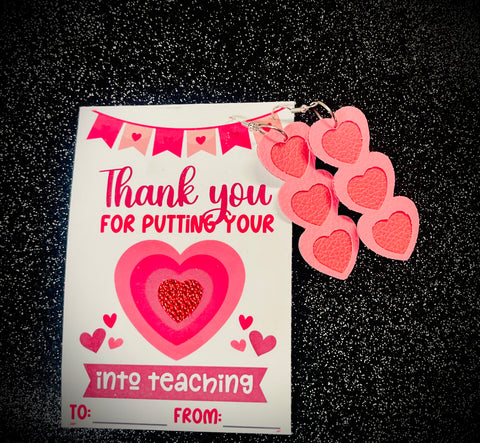 Pink teacher’s valentine earring set