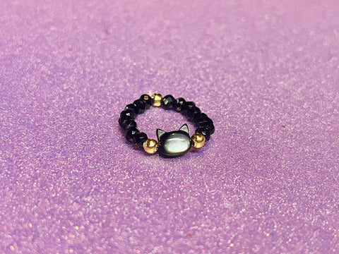 Natural shell kitty cat ring