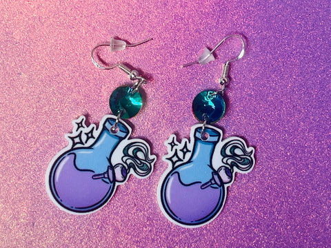 Purple bong earrings