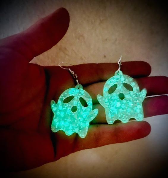 Glow in the dark holographic ghost earrings