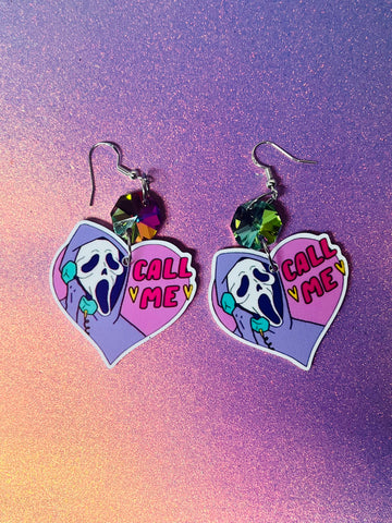 Ghostface “call me”  dangle earrings
