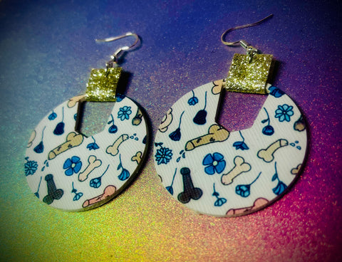 Faux leather Weiner earrings