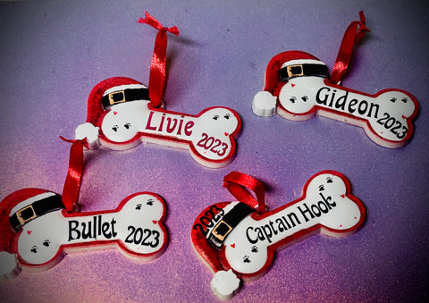 Custom dog bone ornament
