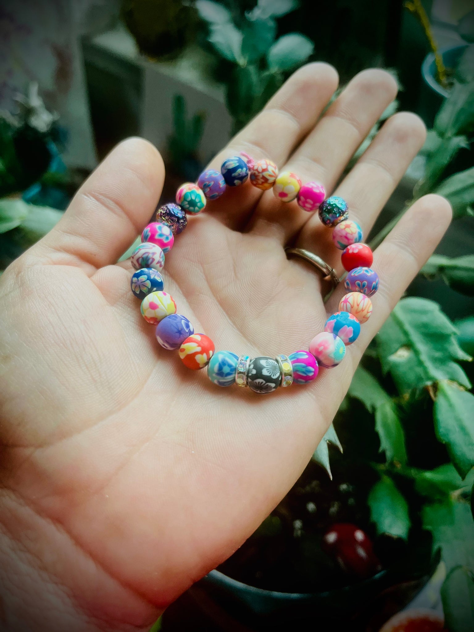 Clay beaded bracelet