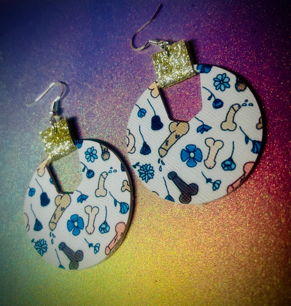 Faux leather Weiner earrings