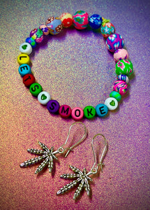 Lets smoke bracelet and earring set