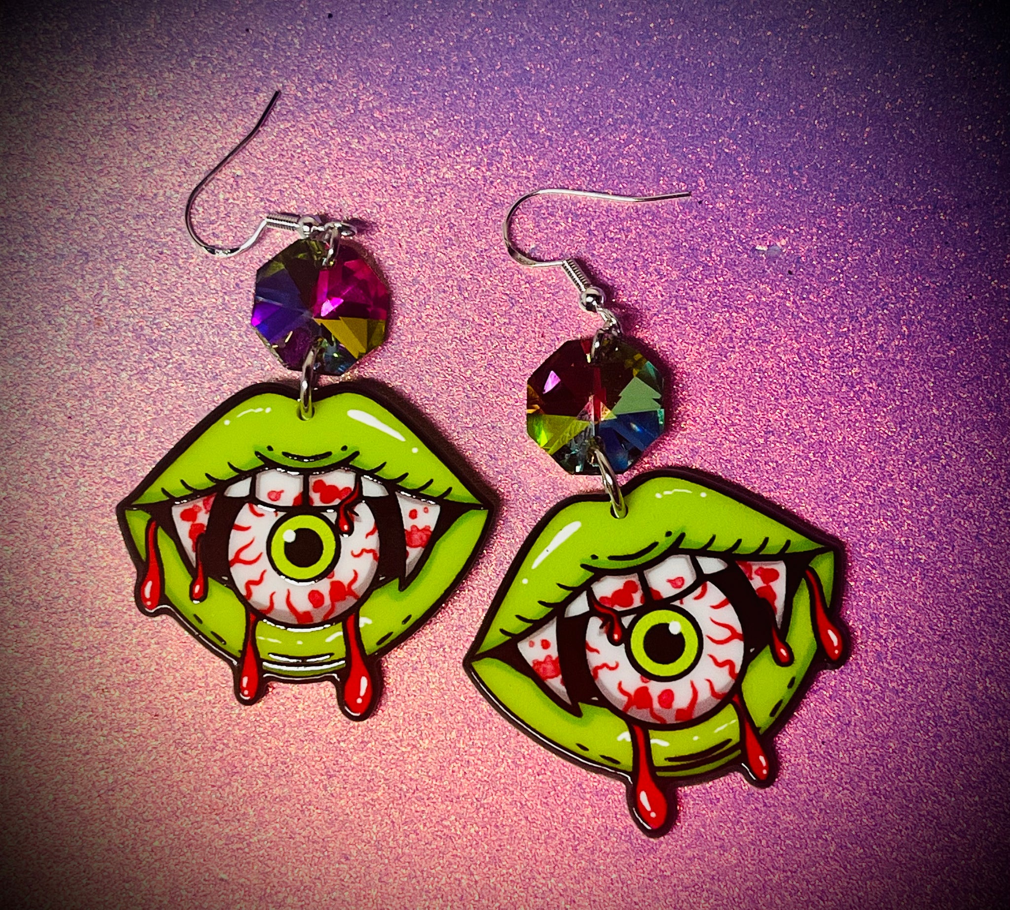 Zombie eyeball halloween earrings