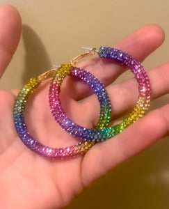 Large rainbow gemstone hoops