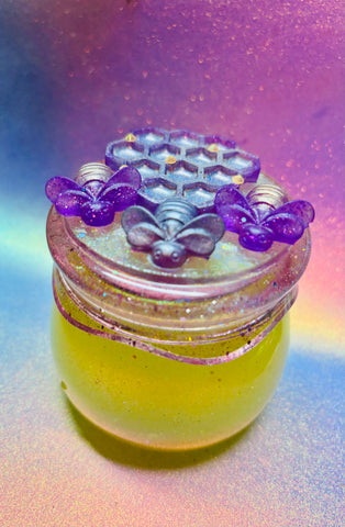 Bee with honeycomb honey jar style trinket jar
