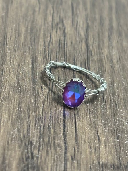 Purple wire wrapped gemmy ring size 7
