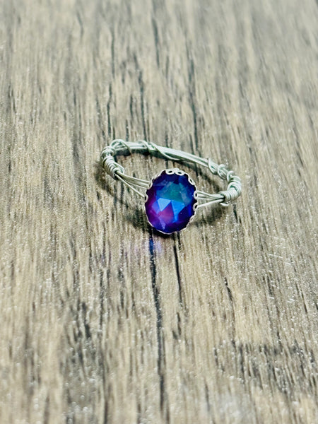 Purple wire wrapped gemmy ring size 7
