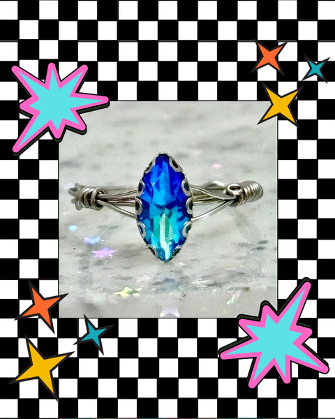 Blue Gemmy wire wrapped ring size 7 (Copy)