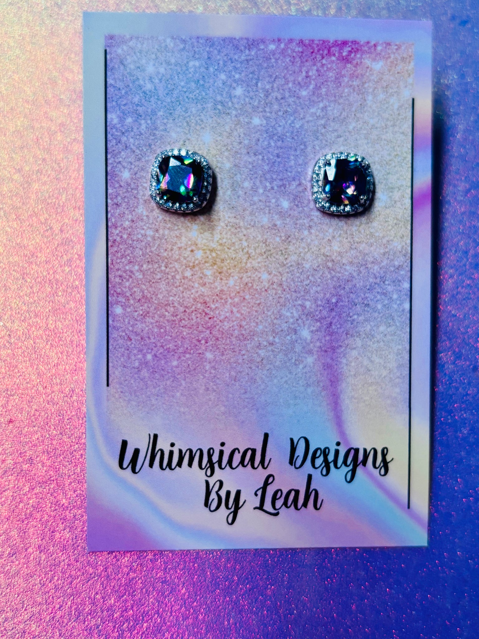 Gold plated mystic topaz stud earrings