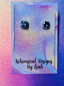 Gold plated mystic topaz stud earrings