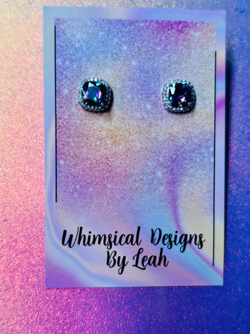 Gold plated mystic topaz stud earrings