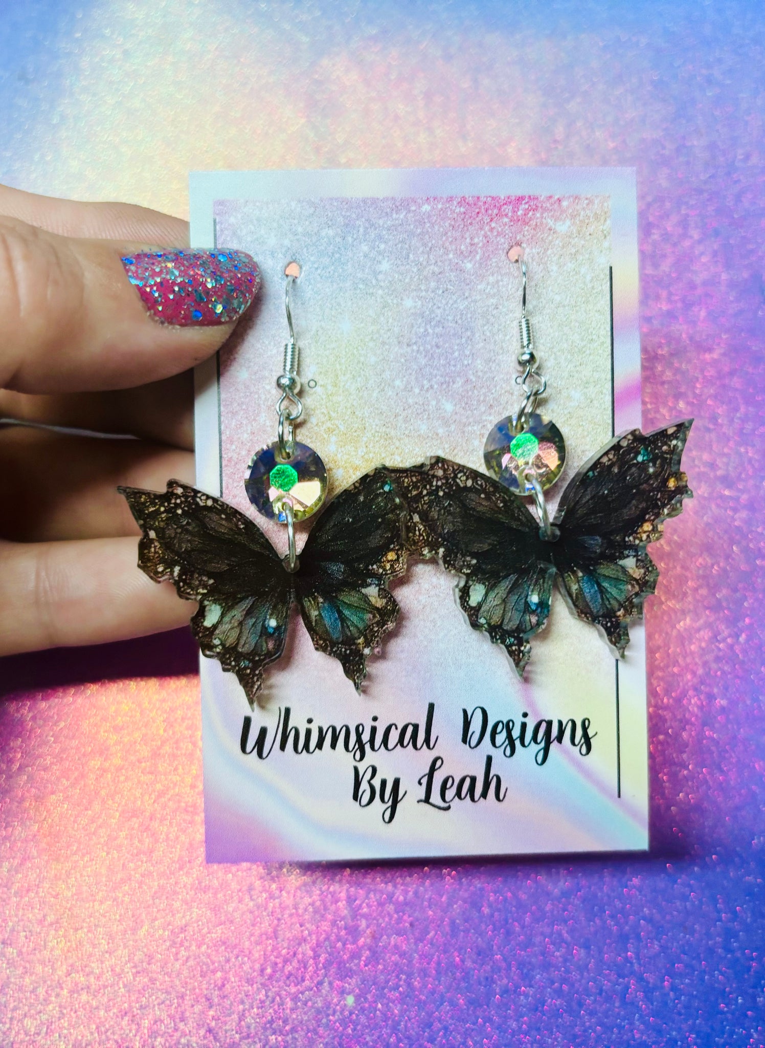 Black butterfly dangles