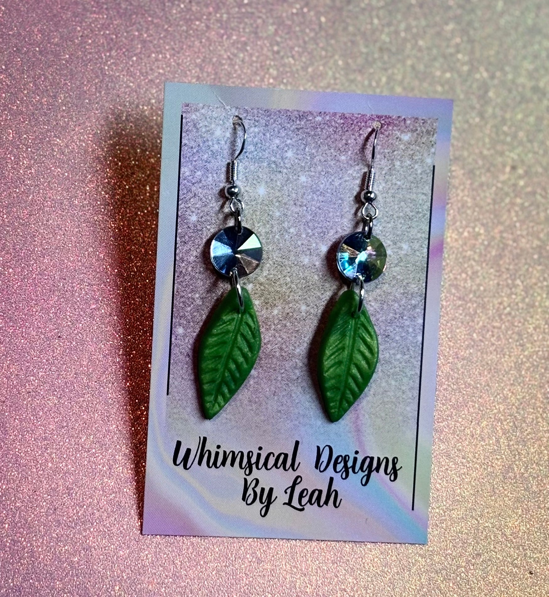 Clay leaf dangle earrings