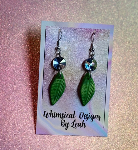 Clay leaf dangle earrings