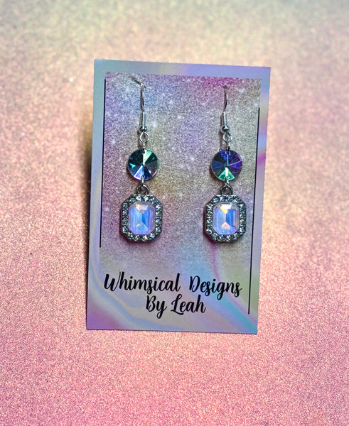 Pink gem dangle earrings