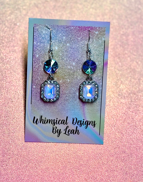 Pink gem dangle earrings