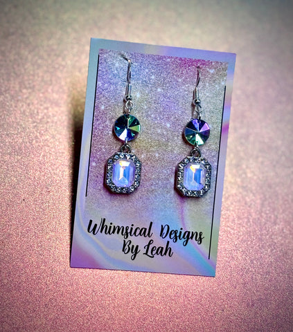 Pink gem dangle earrings