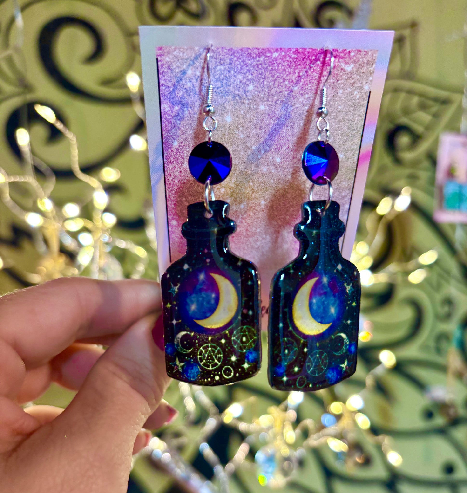Witchy potion bottle earrings