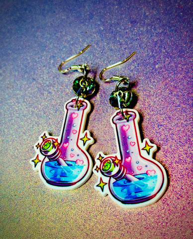 Girly bong dangle earrings