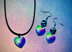 Rainbow pride earring and necklace set