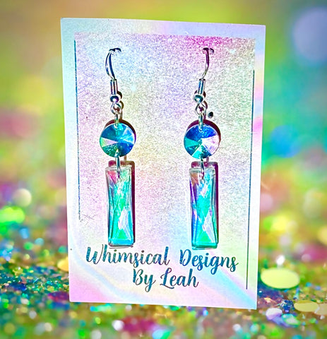Austrian crystal rectangle drop earrings