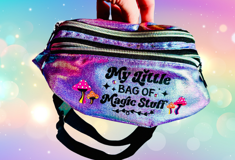 Holographic magic mushroom Fanny pack