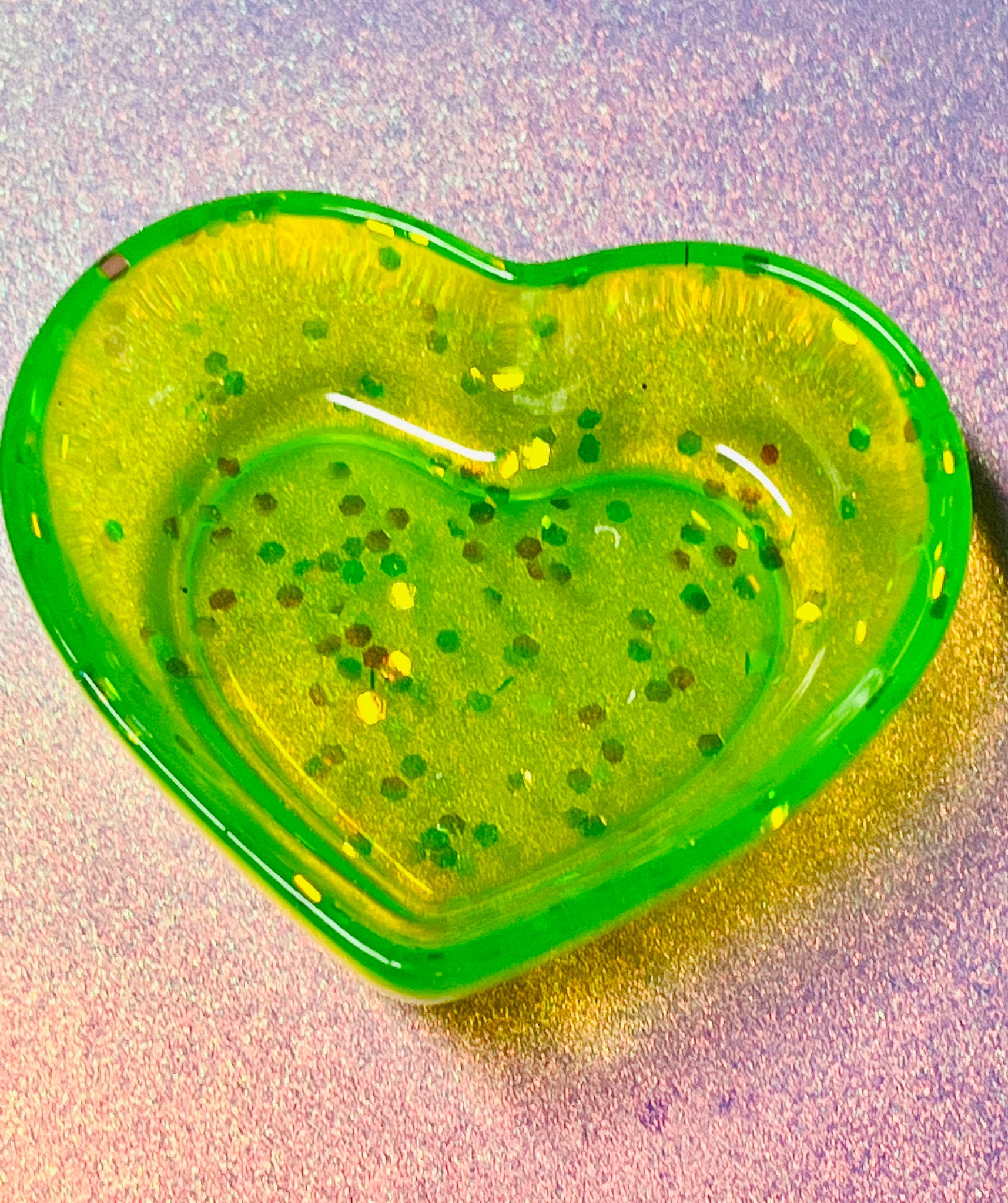 Small Lime green heart trinket dish