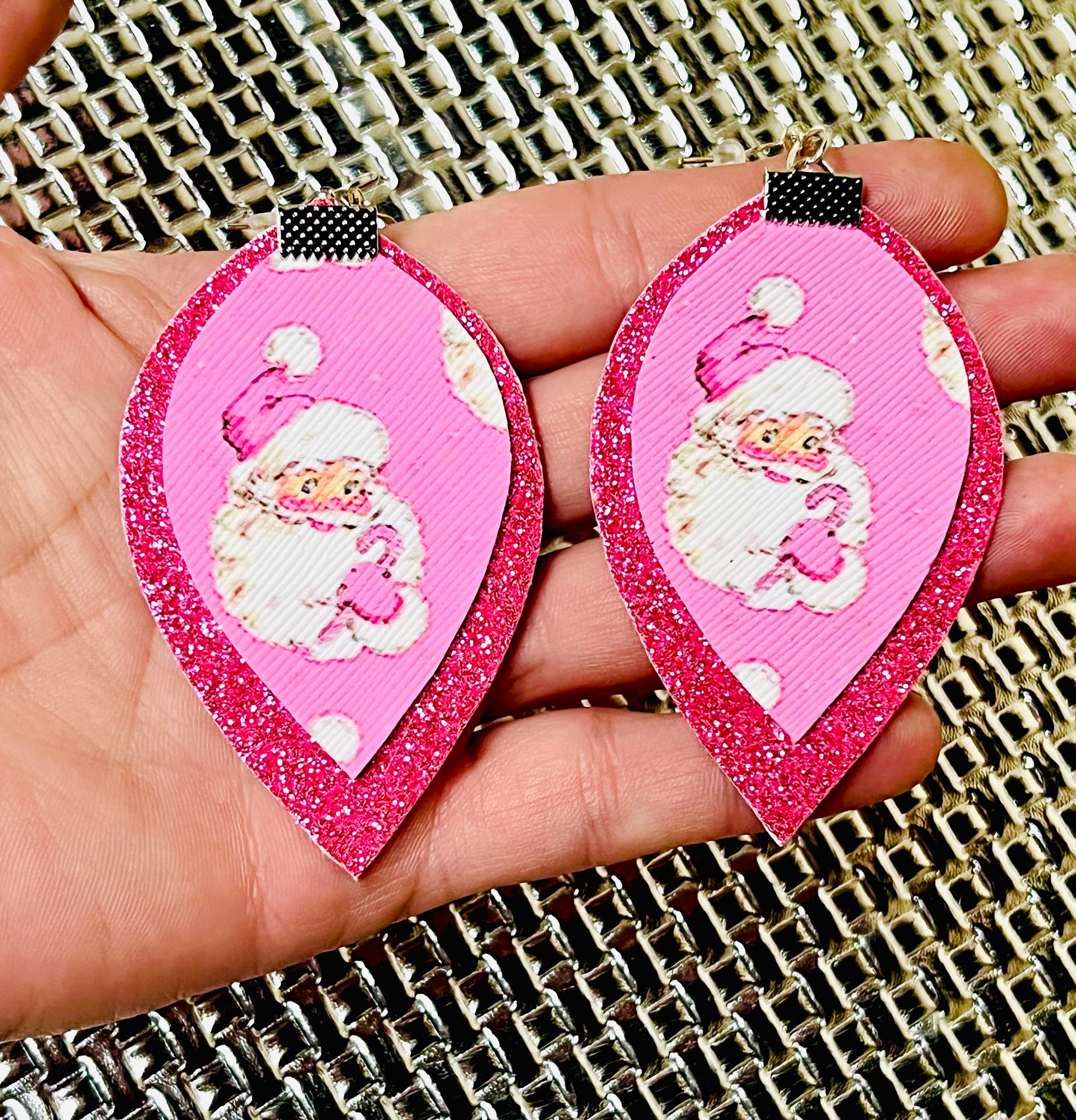 Pink santa earrings