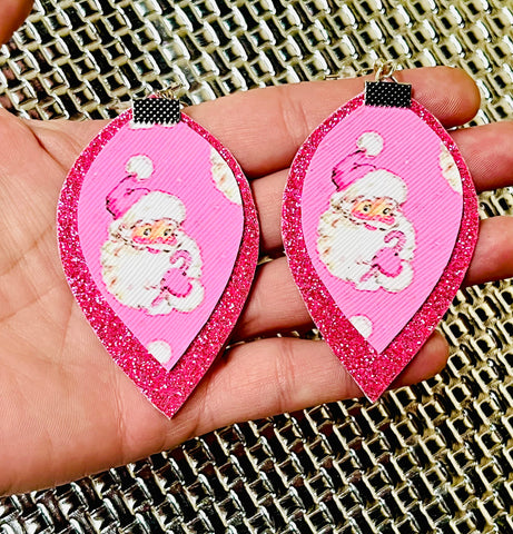 Pink santa earrings