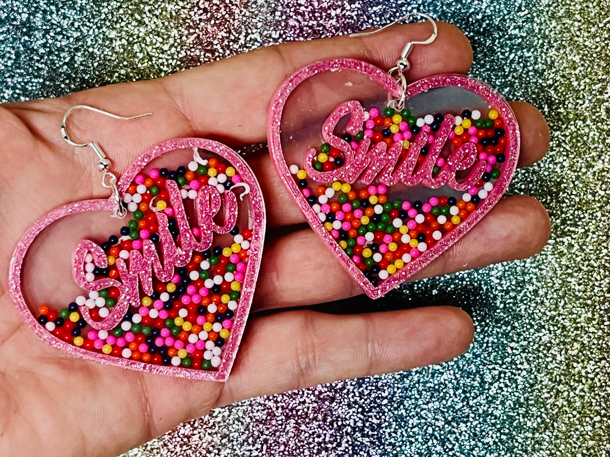 Heart shaped statement earrings