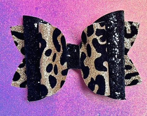 Cheetah print hair bow